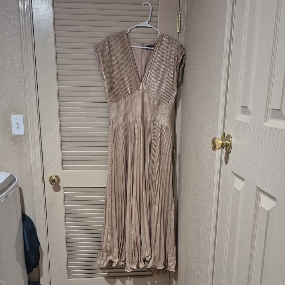 Taylor Beige Pleated Wedding Dress